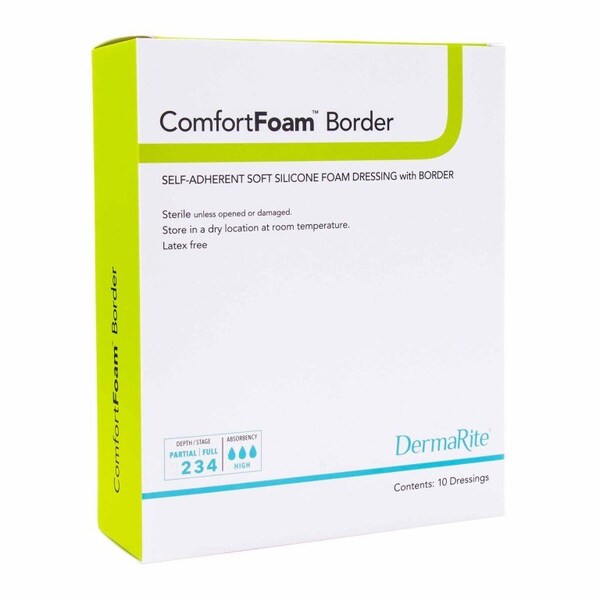 Comfortfoam Border Foam Dressing 5 X 8 Inch With Border Waterproof Backing Silicone Adhesive Elbow / Heel Sterile, 5PK 43580 - main